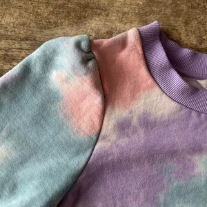 Tie-Dye Puff Sleeve Short Sleeve Sweatshirt